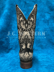 Corral C4046 Ladies Laser Embroidered And Studs Western Boot Black And Grey back view. If you need any assistance with this item or the purchase of this item please call us at five six one seven four eight eight eight zero one Monday through Saturday 10:00a.m EST to 8:00 p.m EST
