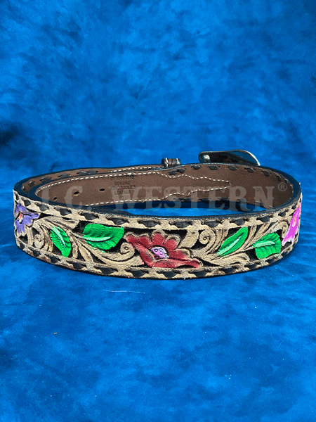 Angel Ranch D140004302 Womens Hand Painted Floral Belt Brown back view. If you need any assistance with this item or the purchase of this item please call us at five six one seven four eight eight eight zero one Monday through Saturday 10:00a.m EST to 8:00 p.m EST