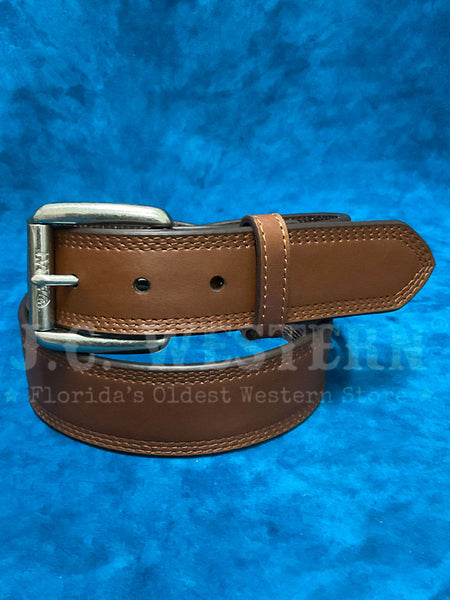 Ariat A10004632 Mens Western Work Leather Belt Brown front view. If you need any assistance with this item or the purchase of this item please call us at five six one seven four eight eight eight zero one Monday through Saturday 10:00a.m EST to 8:00 p.m EST