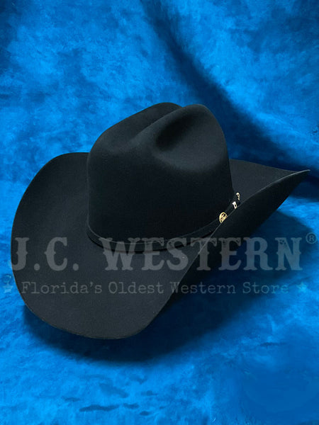 Stetson SFPRES-754007 El Presidente 100X Premier Cowboy Hat Black side / front view. If you need any assistance with this item or the purchase of this item please call us at five six one seven four eight eight eight zero one Monday through Saturday 10:00a.m EST to 8:00 p.m EST