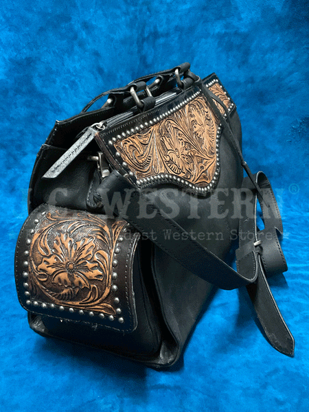 Nocona N770010701 Womens Stacey Style Conceal Carry Satchel Black side view. If you need any assistance with this item or the purchase of this item please call us at five six one seven four eight eight eight zero one Monday through Saturday 10:00a.m EST to 8:00 p.m EST