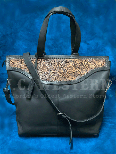 Nocona N770010601 Womens Stacey Style Conceal Carry Tote Black front view standing. If you need any assistance with this item or the purchase of this item please call us at five six one seven four eight eight eight zero one Monday through Saturday 10:00a.m EST to 8:00 p.m EST