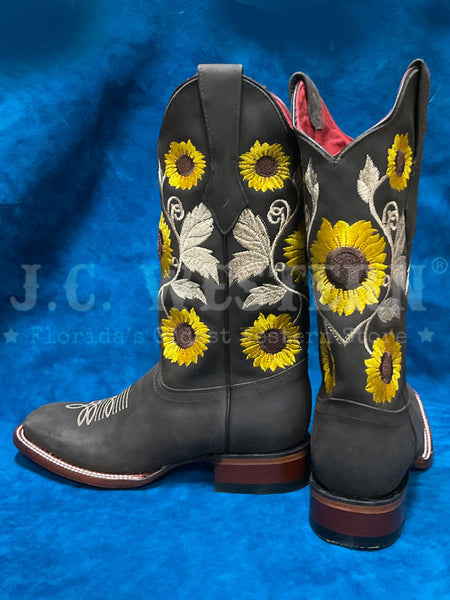 Los Altos 322G6207 Ladies CRAZY Flower Embroidery Boot Brown outer side and back view. If you need any assistance with this item or the purchase of this item please call us at five six one seven four eight eight eight zero one Monday through Saturday 10:00a.m EST to 8:00 p.m EST
