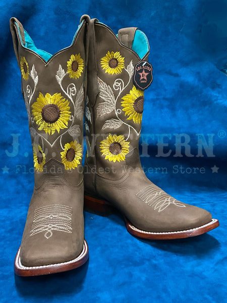 Los Altos 322G6231 Ladies CRAZY Flower Embroidery Boot Tan front and inner side view. If you need any assistance with this item or the purchase of this item please call us at five six one seven four eight eight eight zero one Monday through Saturday 10:00a.m EST to 8:00 p.m EST
