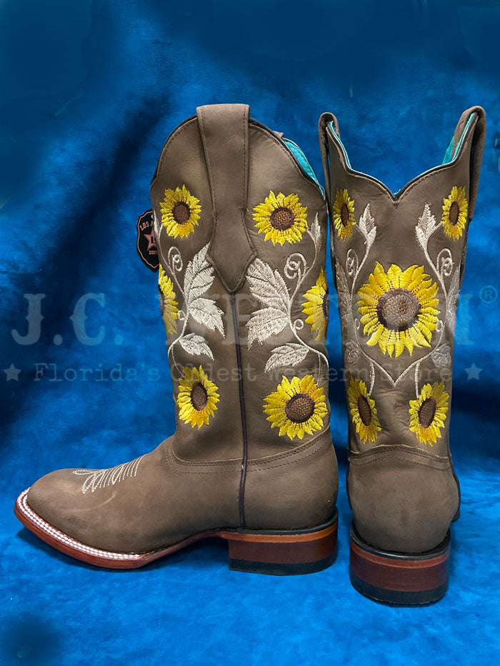 Los Altos 322G6231 Ladies CRAZY Flower Embroidery Boot Tan front and inner side view. If you need any assistance with this item or the purchase of this item please call us at five six one seven four eight eight eight zero one Monday through Saturday 10:00a.m EST to 8:00 p.m EST