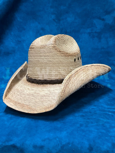 Bullhide 2544 PONY EXPRESS Kids Western Palm Leaf Hat Natural side / front view. If you need any assistance with this item or the purchase of this item please call us at five six one seven four eight eight eight zero one Monday through Saturday 10:00a.m EST to 8:00 p.m EST