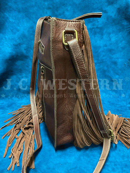 Ariat A770009502 Womens Victoria Collection Messenger Bag Brown side view. If you need any assistance with this item or the purchase of this item please call us at five six one seven four eight eight eight zero one Monday through Saturday 10:00a.m EST to 8:00 p.m EST