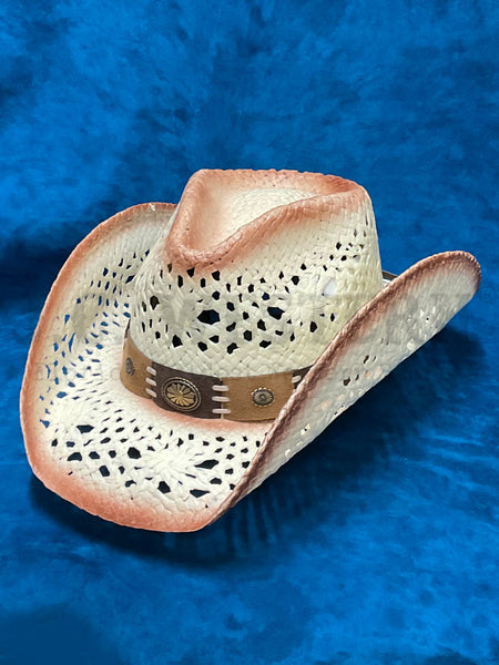 Bullhide 2534W PURE COUNTRY Western Straw Hat White side / front view. If you need any assistance with this item or the purchase of this item please call us at five six one seven four eight eight eight zero one Monday through Saturday 10:00a.m EST to 8:00 p.m EST