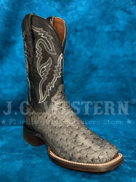 Dan Post Alamosa Men's Dress Boots - Brown Ostrich Square Toe Pull-On Mid Calf