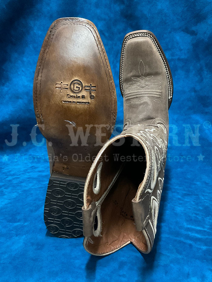 Circle G L6006 Ladies Embroidery Square Toe Boot Tan front and inner side view. If you need any assistance with this item or the purchase of this item please call us at five six one seven four eight eight eight zero one Monday through Saturday 10:00a.m EST to 8:00 p.m EST