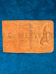 American West 1515282 Ladies Tri-Fold Wallet Tan outside open view. If you need any assistance with this item or the purchase of this item please call us at five six one seven four eight eight eight zero one Monday through Saturday 10:00a.m EST to 8:00 p.m EST