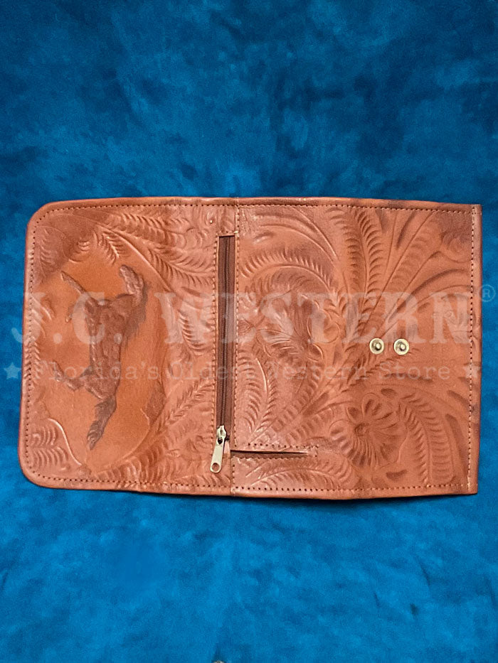 American West 1565282 Ladies Tri-Fold Wallet Brown front view. If you need any assistance with this item or the purchase of this item please call us at five six one seven four eight eight eight zero one Monday through Saturday 10:00a.m EST to 8:00 p.m EST