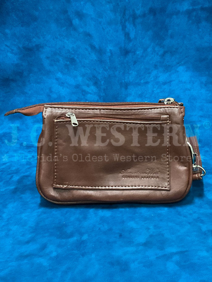 American West 4385285 Ladies Cowtown Event Wristlet Clutch Brown front view. If you need any assistance with this item or the purchase of this item please call us at five six one seven four eight eight eight zero one Monday through Saturday 10:00a.m EST to 8:00 p.m EST