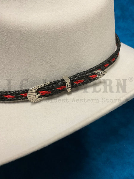 Fashionwest HH100B-6 Horse Hair Hatband Red bickle close up. If you need any assistance with this item or the purchase of this item please call us at five six one seven four eight eight eight zero one Monday through Saturday 10:00a.m EST to 8:00 p.m EST