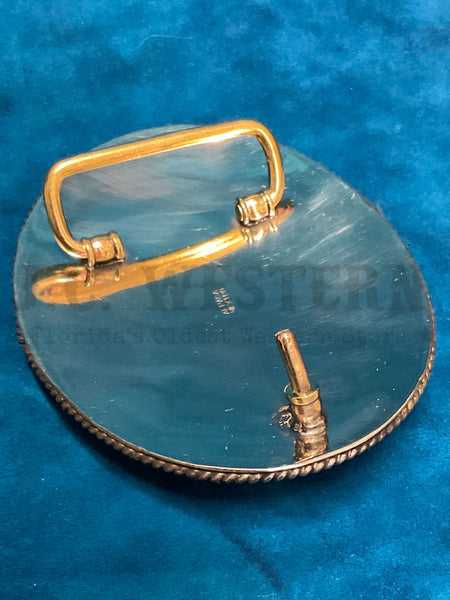 Fashionwest 451 Skull And Stones Oval Buckle Turquoise back view. If you need any assistance with this item or the purchase of this item please call us at five six one seven four eight eight eight zero one Monday through Saturday 10:00a.m EST to 8:00 p.m EST