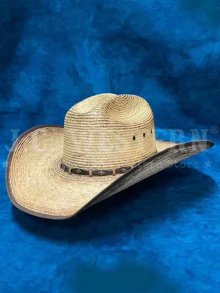 Justin JS1956TRGR44 TRIGGER Bent Rail Straw Cowboy Hat Tan side front view. If you need any assistance with this item or the purchase of this item please call us at five six one seven four eight eight eight zero one Monday through Saturday 10:00a.m EST to 8:00 p.m EST