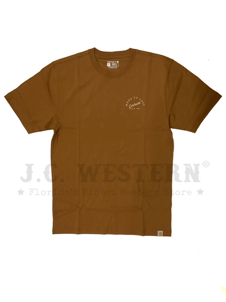 Carhartt 106153-BRN Mens Loose Fit Heavyweight Anvil Graphic T-Shirt Brown front view. If you need any assistance with this item or the purchase of this item please call us at five six one seven four eight eight eight zero one Monday through Saturday 10:00a.m EST to 8:00 p.m EST