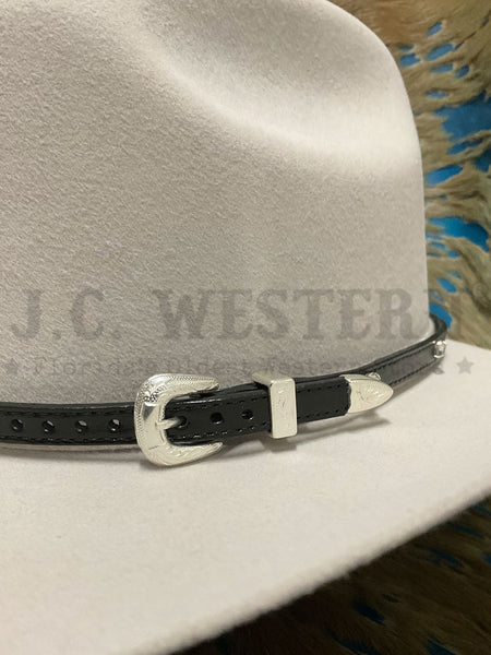 Fashionwest LC48-BLK Leather Rhinestones Hatband Black buckle view. If you need any assistance with this item or the purchase of this item please call us at five six one seven four eight eight eight zero one Monday through Saturday 10:00a.m EST to 8:00 p.m EST