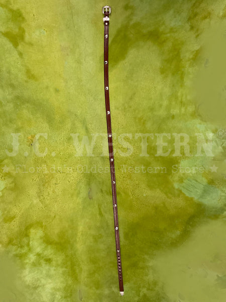 Fashionwest LC48-BRN Leather Rhinestones Hatband Brown front view. If you need any assistance with this item or the purchase of this item please call us at five six one seven four eight eight eight zero one Monday through Saturday 10:00a.m EST to 8:00 p.m EST