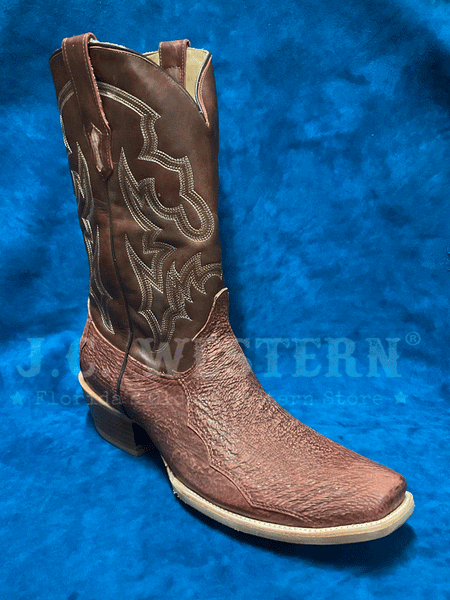 Corral A4418 Mens Shark Embroiery Horseman Toe Boot Honey Brown front and side view. If you need any assistance with this item or the purchase of this item please call us at five six one seven four eight eight eight zero one Monday through Saturday 10:00a.m EST to 8:00 p.m EST