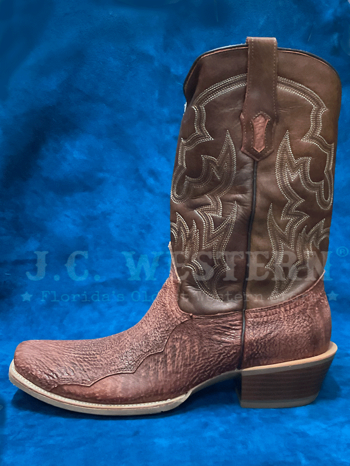 Corral A4418 Mens Shark Embroiery Horseman Toe Boot Honey Brown front and side view. If you need any assistance with this item or the purchase of this item please call us at five six one seven four eight eight eight zero one Monday through Saturday 10:00a.m EST to 8:00 p.m EST