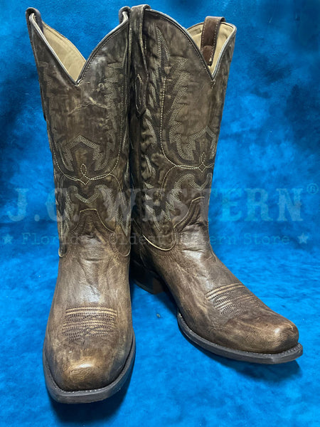 Corral A4546 Mens Embroidery Narrow Square Toe Boots Brown front and inner side view. If you need any assistance with this item or the purchase of this item please call us at five six one seven four eight eight eight zero one Monday through Saturday 10:00a.m EST to 8:00 p.m EST