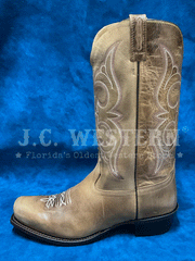 Old West 18138 Womens Square Toe Western Boot Tan outter side view. If you need any assistance with this item or the purchase of this item please call us at five six one seven four eight eight eight zero one Monday through Saturday 10:00a.m EST to 8:00 p.m EST
