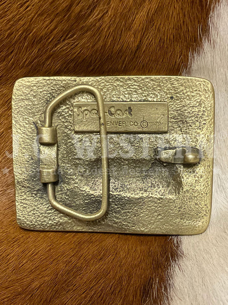 Colorado Silver Star 5-5750-B Deer Buck Rectangular Buckle Brass back view.