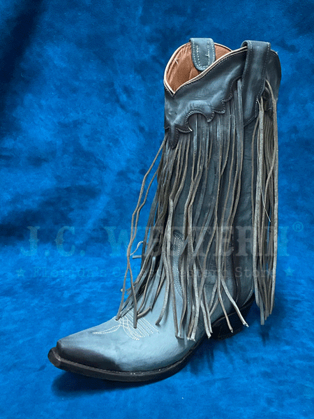 Circle G L6074 Ladies Fringes Western Boot Light Blue front and side view. If you need any assistance with this item or the purchase of this item please call us at five six one seven four eight eight eight zero one Monday through Saturday 10:00a.m EST to 8:00 p.m EST