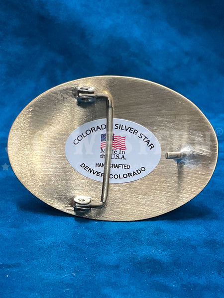 Colorado Silver Star 820-MTC Shield Oval Buckle Black back view. If you need any assistance with this item or the purchase of this item please call us at five six one seven four eight eight eight zero one Monday through Saturday 10:00a.m EST to 8:00 p.m EST