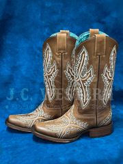 Corral B5008 Ladies Floral Embroidery Square Toe Western Boot Golden Tan side view of pair. If you need any assistance with this item or the purchase of this item please call us at five six one seven four eight eight eight zero one Monday through Saturday 10:00a.m EST to 8:00 p.m EST