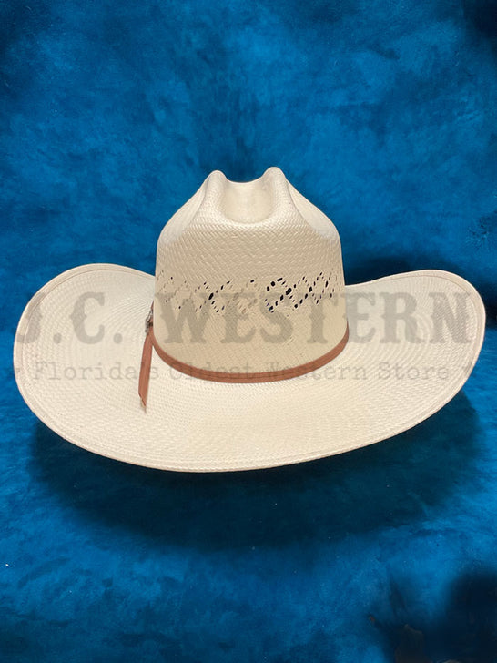 Ariat A73292 30X Shantung Straw Hat Natural back view. If you need any assistance with this item or the purchase of this item please call us at five six one seven four eight eight eight zero one Monday through Saturday 10:00a.m EST to 8:00 p.m EST