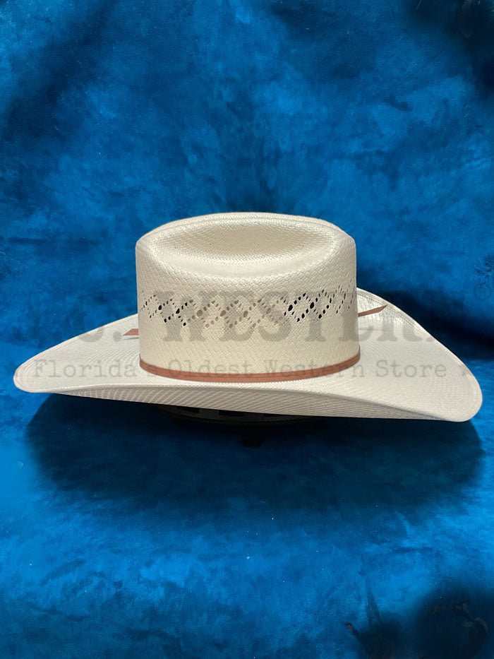 Ariat A73292 30X Shantung Straw Hat Natural side / front view. If you need any assistance with this item or the purchase of this item please call us at five six one seven four eight eight eight zero one Monday through Saturday 10:00a.m EST to 8:00 p.m EST