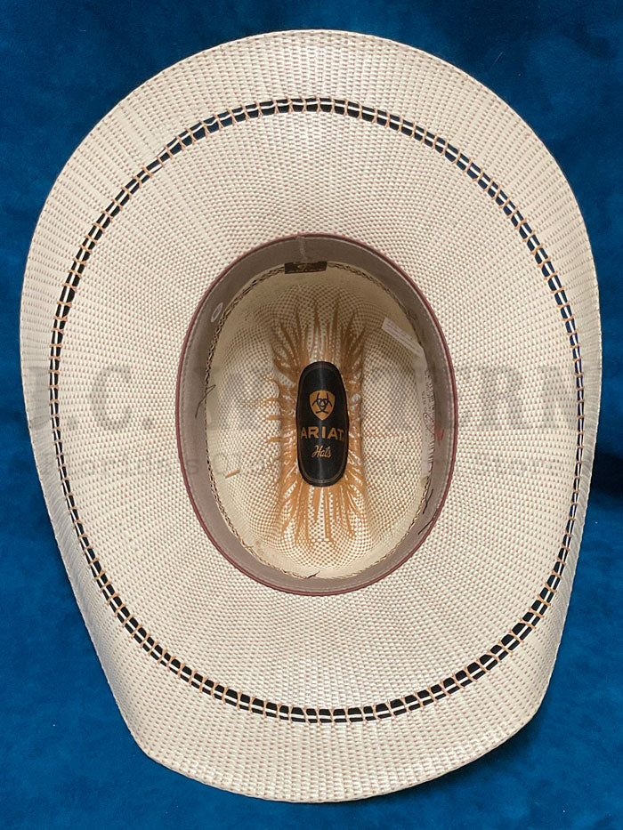 Ariat A73124 Bangora Straw Hat Tan side / front view. If you need any assistance with this item or the purchase of this item please call us at five six one seven four eight eight eight zero one Monday through Saturday 10:00a.m EST to 8:00 p.m EST
