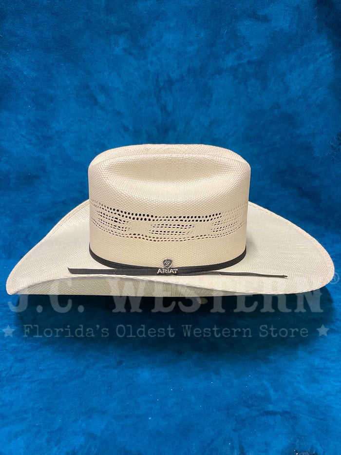 Ariat A73102 Bangora Straw Hat Ivory side / front view. If you need any assistance with this item or the purchase of this item please call us at five six one seven four eight eight eight zero one Monday through Saturday 10:00a.m EST to 8:00 p.m EST
