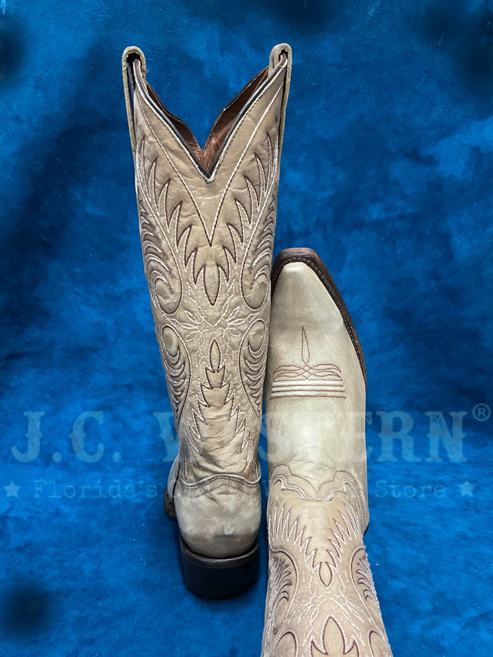 Circle G L6116 Ladies Cowhide Embroidery Boot Natural side / front view. If you need any assistance with this item or the purchase of this item please call us at five six one seven four eight eight eight zero one Monday through Saturday 10:00a.m EST to 8:00 p.m EST