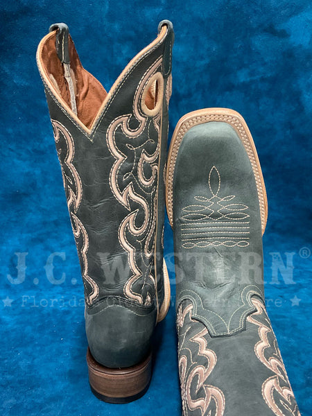 Circle G L6095 Ladies Embroidery Square Toe Boot Blue back and toe view. If you need any assistance with this item or the purchase of this item please call us at five six one seven four eight eight eight zero one Monday through Saturday 10:00a.m EST to 8:00 p.m EST