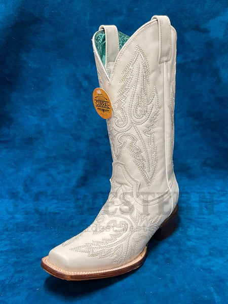 Corral B5009 Ladies Embroidery Wide Square Toe Western Boot White side / front view. If you need any assistance with this item or the purchase of this item please call us at five six one seven four eight eight eight zero one Monday through Saturday 10:00a.m EST to 8:00 p.m EST