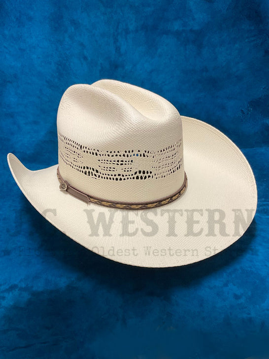 Justin JS1056BYSN40 20X BRYSON Western Straw Hat Ivory side / back view. If you need any assistance with this item or the purchase of this item please call us at five six one seven four eight eight eight zero one Monday through Saturday 10:00a.m EST to 8:00 p.m EST