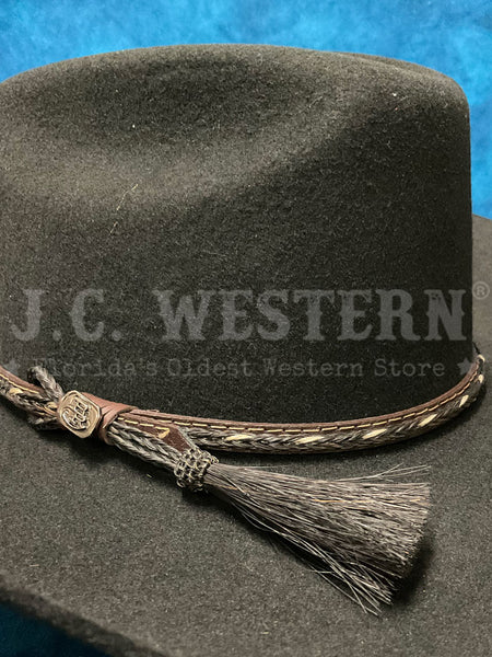 Justin JF021WWISP44 2X Wisp Premium Wool Hat Black close up. If you need any assistance with this item or the purchase of this item please call us at five six one seven four eight eight eight zero one Monday through Saturday 10:00a.m EST to 8:00 p.m EST