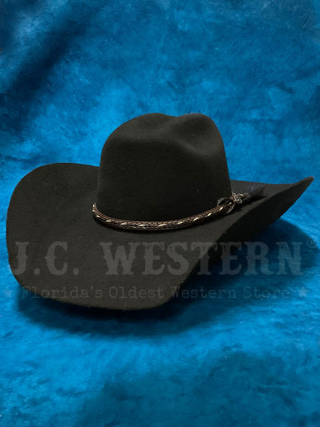 Justin JF021WWISP44 2X Wisp Premium Wool Hat Black side / front view. If you need any assistance with this item or the purchase of this item please call us at five six one seven four eight eight eight zero one Monday through Saturday 10:00a.m EST to 8:00 p.m EST