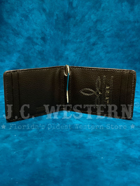 Ariat A3561948 Mens Calf Hair Basket Weave Bifold Money Clip Natural open inside view. If you need any assistance with this item or the purchase of this item please call us at five six one seven four eight eight eight zero one Monday through Saturday 10:00a.m EST to 8:00 p.m EST