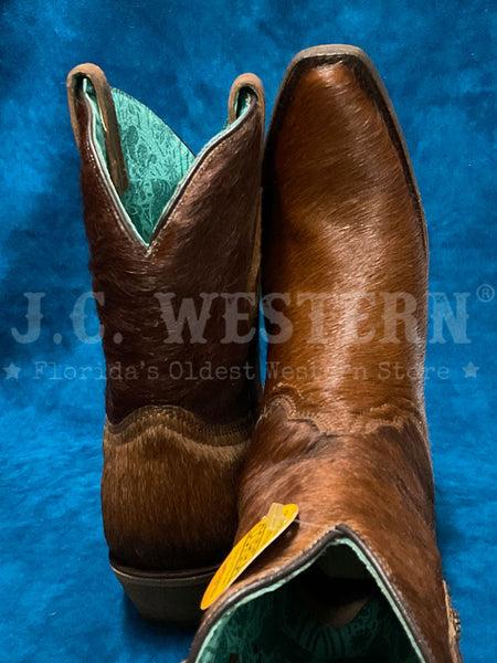 Corral C3586 Ladies Conchos Ankle Western Boot Brown back and toe view. If you need any assistance with this item or the purchase of this item please call us at five six one seven four eight eight eight zero one Monday through Saturday 10:00a.m EST to 8:00 p.m EST