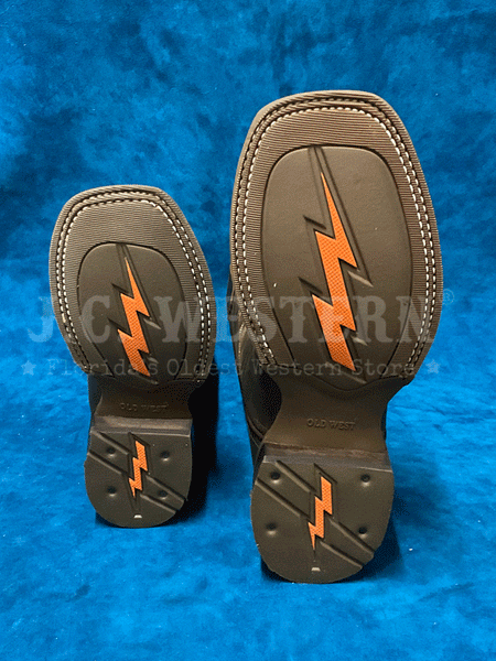 Old West BSC1904 BSY1904 Kids Square Toe Western Boot Dark Brown sole view. If you need any assistance with this item or the purchase of this item please call us at five six one seven four eight eight eight zero one Monday through Saturday 10:00a.m EST to 8:00 p.m EST