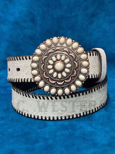 Nocona Ladies Scalloped Brown Hair-On Leather Belt N3416102 Nocona Women main image 3