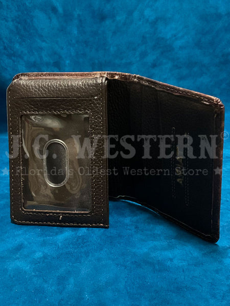 Ariat A3560102 Mens Bifold Flip Style Southwestern Wallet Brown And Turquoise inside view.