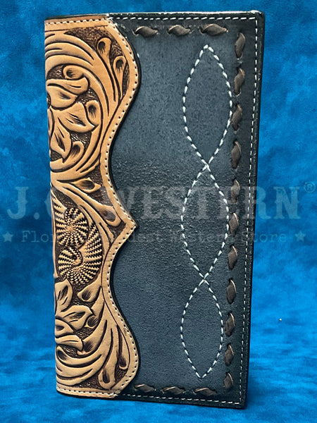 Tan Hand Tooled Leather Wallet shops