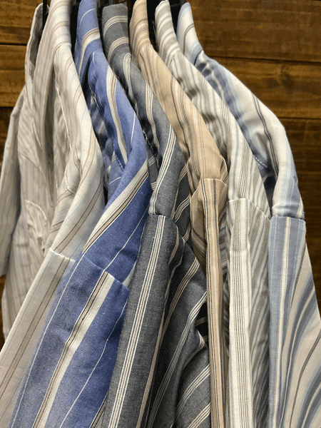 Ely Cattleman 15202603RG Mens Stripe Short Sleeve Western Shirts Assorted Colors close up. If you need any assistance with this item or the purchase of this item please call us at five six one seven four eight eight eight zero one Monday through Saturday 10:00a.m EST to 8:00 p.m EST
