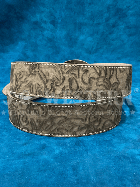 Angel Ranch DA3765 Womens Floral Print Belt With Silver Buckle Grey back. If you need any assistance with this item or the purchase of this item please call us at five six one seven four eight eight eight zero one Monday through Saturday 10:00a.m EST to 8:00 p.m EST