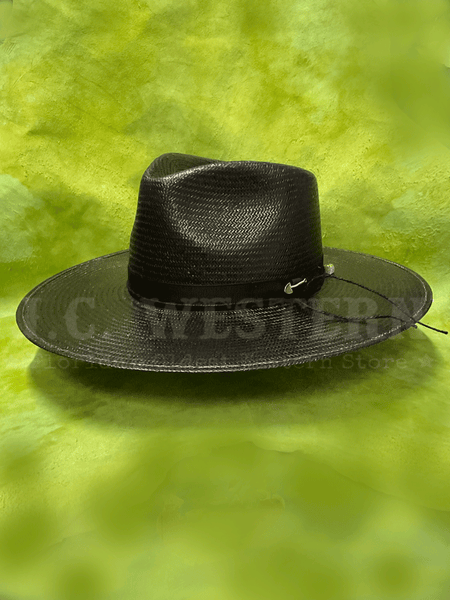 Stetson XSJWMS-104007 JW Marshall Straw Flat Brim Hat Black front and side. If you need any assistance with this item or the purchase of this item please call us at five six one seven four eight eight eight zero one Monday through Saturday 10:00a.m EST to 8:00 p.m EST